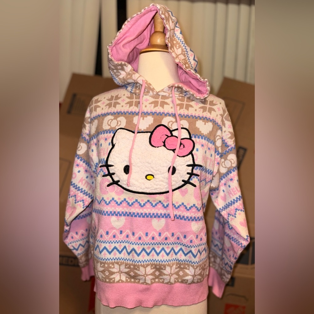 Forever 21 Hello Kitty fair isle Pink hoodie xs